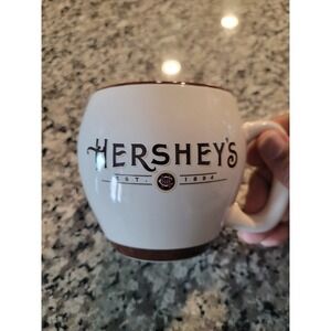 Hersheys Est 1894 Coffee Mug White Brown Rim Ceramic